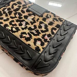 NWOT Leopard Print Clutch with chevron Accents